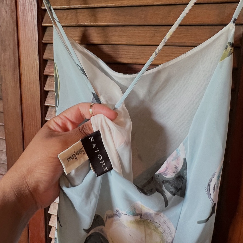 SOLD — DEPOP | Natori Light Blue Floral Slip Dress